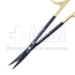 Ceramic Iris Scissors, TC, Super Cut, Curved, Sharp Tips, Square Shaft, Bottom Blade Serrated, Gold Ring Handles, Black Titanium Nitride Coating, Overall Length 4-1/2" (115mm) - 19-136109