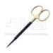 Ceramic Iris Scissors, TC, Super Cut, Straight, Sharp Tips, Square Shaft, Bottom Blade Serrated, Gold Ring Handles, Black Titanium Nitride Coating, Overall Length 4-1/2" (115mm) - 19-136108