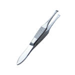 Cilia Forceps, Wide 1mm x 3mm Smooth Platform, Serrated Handle, Polished Finish, Overall Length 3" (76mm) 499409,May-67,E2156