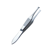 Cilia Forceps, Wide 1mm x 3mm Smooth Platform, Serrated Handle, Polished Finish, Overall Length 3" (76mm) 499409,May-67,E2156