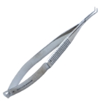 Clayman Lens Forceps, Angled 70 Degrees, Curved Shafts, 3mm Tips, Serrated Cross Action Handle, Dull Finish, Overall Length 4-3/4" (119mm) E2982 S,E2982