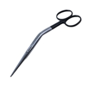 Cottle Dorsal Scissors, Super Cut, Angled Shaft, Straight Serrated Blades, Two Tone Finish, Black Ring Handles, Overall Length 6-1/4" (159mm) 