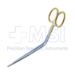 Cottle-Dorsal Scissors,TC, Straight, Blunt, Angled Shanks, Upper Blade Serrated, Flattened Ragnell Tips, Satin Finish, Gold Ring Handles, Overall Length 5-1/2" (140mm) - 19-132328-14LS