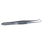 Dressing Forceps, Gently Curved, Serrations, Serrated Handle, Polished Finish, Gently Curved Delicate Tips, Overall Length 4" (100mm) 225477,5-2517,K5-4010,08-01502,E1406