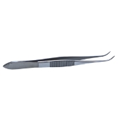 Dressing Forceps, Gently Curved, Serrations, Serrated Handle, Polished Finish, Gently Curved Delicate Tips, Overall Length 4" (100mm) 225477,5-2517,K5-4010,08-01502,E1406