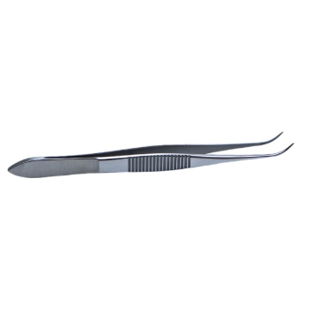 Dressing Forceps, Gently Curved, Serrations, Serrated Handle, Polished Finish, Gently Curved Delicate Tips, Overall Length 4" (100mm) 225477,5-2517,K5-4010,08-01502,E1406