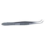 Dressing Forceps, Gently Curved, Serrations, Serrated Handle, Polished Finish, Delicate Strong Curved Serrated Tips, Overall Length 4" (100mm) 226207,5-2519,E1408