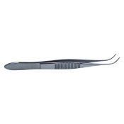 Dressing Forceps, Gently Curved, Serrations, Serrated Handle, Polished Finish, Delicate Strong Curved Serrated Tips, Overall Length 4" (100mm) 226207,5-2519,E1408