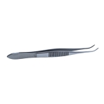 Dressing Forceps, Gently Curved, Serrations, Serrated Handle, Polished Finish, Gently Curved Heavy Tips, Overall Length 4" (100mm) 226938,5-2521,08-01505,E1410