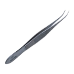 Iris Forceps, Curved, Delicate Lightly Curved Tips, 1 x 2 Mouse Style Teeth, Serrated Handle, Polished Finish, Overall Length 3-7/8" (100mm) 232051,May-35,K5-4110,08-01235,E1424