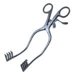 D'Errico-Adson Cerebellum Retractor, Slightly Angled, 4 x 4 Prongs, Sharp, Heavier Than Standard Adson, Overall Length 7-3/8" (187mm) 