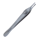 Derlacki Ossicle Holding Clamp, 1mm Teeth, 1.5mm x 4mm Vertical Groove, 1.5mm x 2mm Horizontal Groove, Thumbscrew, Overall Length 4.8" (123mm) 