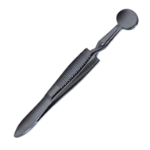 Desmarres Chalazion Forceps, Oval Solid 16mm Wide Lower Plate, Open Upper Plate, Inside Dimensions 12mm x 14mm, Serrated Cross Action Handle, Polished Finish, Overall Length 3-3/4" (95mm) 661576,11-May,K5-9602,08-01701,E2600