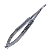 Drews Needle Holder, Curved, Lock, Mid-Screw To Tip Length 15mm, Round Knurled Handle, Overall Length 4-3/4" (121mm) 403174,11/7/3003,K6-2992