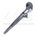 Ehrhardt Lid Forceps, 14mm Oval Solid Lower Plate, Straight 9mm Serrated Upper Jaw, Locking Thumb Screw, Serrated Handle, Polished Finish, Overall Length 3-1/2" (90mm) - 5-3625