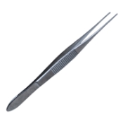 Elschnig Fixation Forceps, Straight Shafts, 1 x 2 (2mm) Elschnig Style Teeth, Serrated Narrow Handle, Polished Finish, Overall Length 4-3/8" (110mm) 327014,May-95,K5-4550,08-01231,E1684