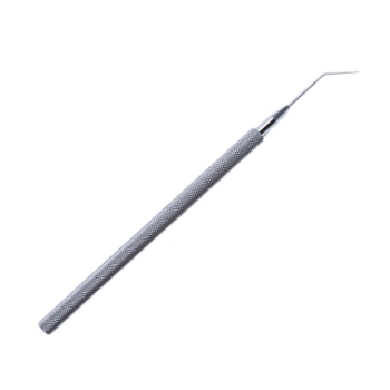 Fenzl Lens Hook, Angled, 0.15mm, 10mm Bend To Tip, Round Knurled Handle, Overall Length 4-5/8" (117mm) 1732289,11/4/6642,K3-5531