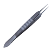Fine-Castroviejo Suturing Forceps, Straight Shafts, 0.12mm Teeth, 6mm Tying Platform, Serrated Handle, Polished Finish, Overall Length 3-3/4" (95mm) E1805 XD,08-01248,2337E,08-01248,E1805 XD