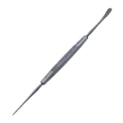 Fisher Spoon Needle, Double Ended, Needle Point, 5mm x 14mm Thin Curved Blade, Serrated Flat Handle, Polished Finish, Overall Length 5-3/8" (133mm) E0748,6868E,E0748