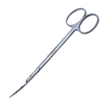 Fomon Saber Back Scissors, Curved, Blunt Double Blade, Bottom Blade Serrated, Overall Length 5-1/3" (135mm) 