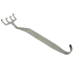 Freeman Face Lift Retractor, Adamson Model, 4 Prongs, 2 Recessed Pointed, Triangular Bend, 38mm Blade Width, 18mm Blade Length, 68mm Bend To Tip, Overall Length Is 6-3/4" (174mm) 