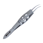 Freeman-Jaffe Lens Holding Forceps, Curved, Longitudinal Groove In Jaw, Three Hole Handle, Overall Length 4" (100mm) 1571219,11/6/6201,K5-5190