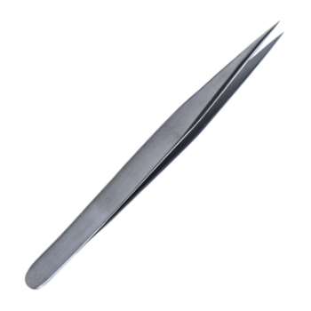 German Jeweler Extra Fine Pointed Forceps, 0.2mm Tip Width, #1, Smooth Flat Handle, Matte Finish, Overall Length 4-3/4" (120mm) 2089864,11/6/7621,K5-6510,08-01603