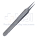 German Jeweler Extra Fine Pointed Forceps, 0.13mm Tip Width, #4, Smooth Flat Handle, Matte Finish, Overall Length 4-1/3" (110mm) - 11-6-7651