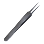 German Jeweler Extra Fine Pointed Forceps, 0.1mm Tip Width, #5, Smooth Flat Handle, Matte Finish, Overall Length 4-1/3" (110mm) 2104474,11/6/7661,K5-6550,08-01608