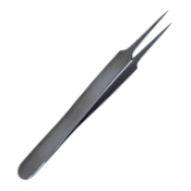 German Jeweler Extra Fine Pointed Forceps, 0.1mm Tip Width, #5, Smooth Flat Handle, Matte Finish, Overall Length 4-1/3" (110mm) 2104474,11/6/7661,K5-6550,08-01608