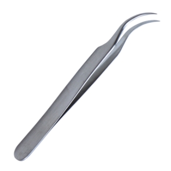 Jewelers Forceps, Curved, #7, Fine Pointed Tips, 0.17mm Tip, Smooth Flat Handle, Overall Length 4.531" (115mm) 2111779,11/6/7681,K5-6570,08-01609
