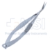 Gills-Welsh Vannas Micro Scissors, Angled Forward, Sharp Tips, 11mm Blades, 13mm Mid-Screw To Tip, Serrated Handle, Polished Finish, Overall Length 3-3/8" (86mm) - 5-4499-GWL