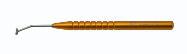 Scleral Depressor, Angled, Tip Width 1/4" (6.6mm), Round Grooved Handle, Overall Length 5-1/2" (140mm) 