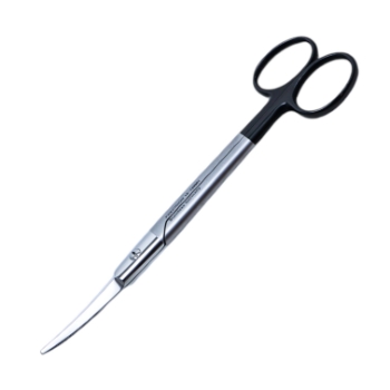 Gorney Micro Razor Edge Dissecting Scissors, Curved, Blunt Tips, Serrated Blades, Round Shanks, Black Ring Handles, Overall Length 6-3/4" (170mm) 