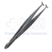 Green Fixation Forceps, Narrow 12mm Jaws, Fine Teeth, Serrated Handle, Polished Finish, Overall Length 4" (100mm) - 5-2711