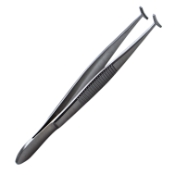 Green Fixation Forceps, Narrow 12mm Jaws, Fine Teeth, Serrated Handle, Polished Finish, Overall Length 4" (100mm) 296333,11-May,E1600