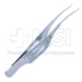 Harms Corneal Utility Forceps, Colibri Style, 0.12mm, 1 x 2 Teeth Set At 45 Degrees, 4.5mm Tying Platform, Serrated Fenestrated Handle, Polished Finish, Overall Length 2-3/4" (70mm) - 5-4315