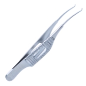 Harms Corneal Utility Forceps, Colibri Style, 0.12mm, 1 x 2 Teeth Set At 45 Degrees, 4.5mm Tying Platform, Serrated Fenestrated Handle, Polished Finish, Overall Length 2-3/4" (70mm) 882182,May-15,08-01221,E3204