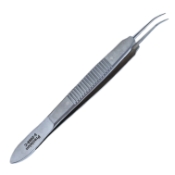 Harms-Tubingen Tying Forceps, Curved, 7mm Tying Platform, Serrated Handle, Polished Finish, Overall Length 4" (101mm) E1888 C,08-01109,2458E,08-01109,E1888 C