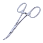 Hartman Hemostatic Mosquito Forceps, Curved, 20mm Serrated Jaws, Ring Handle, Dull Finish, Ratchet Lock, Overall Length 3-7/8" (99mm) 776993,May-27,K5-9910,08-55019,E3916