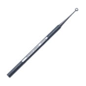 Heath Chalazion Curette, Straight 35mm Shaft, #3, 3mm Ring Curette, 1.5mm High, Round Knurled Handle, Polished Finish, Overall Length 4-1/2" (114mm) 5235,May-14,E0803