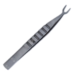 Hered Dacamara Strabismus Double Fixation Forceps, Dual Curved U Shaped Head, Double 1 x 2 Teeth, Newly Designed Secure Lock, Overall Length 4-3/8" (111mm) 