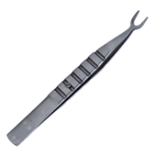 Hered Dacamara Strabismus Double Fixation Forceps, Dual Curved U Shaped Head, Double 1 x 2 Teeth, Newly Designed Secure Lock, Overall Length 4-3/8" (111mm) 