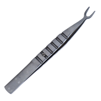 Hered Dacamara Strabismus Double Fixation Forceps, Dual Curved U Shaped Head, Double 1 x 2 Teeth, Newly Designed Secure Lock, Overall Length 4-3/8" (111mm) 
