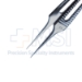 Hoskins Tissue Forceps, #18, Straight, Fine Grooved Tips, Serrated Handle, 1" Long Shafts, Overall Length 3-3/8" (85mm) - 11-6-2829