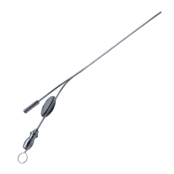 House Suction Irrigator, Angled, 2.5 / 4 French, Concaved Thumb Plate Cutoff Hole, Working Length 3-3/4" (95mm) Overall Length 5-1/2" (140mm) 