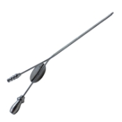 House Suction Irrigator, Angled 4 / 5 French, Concaved Thumb Plate Cutoff Hole, Working Length 3-3/4" (95mm), Overall Length 5-1/2" (140mm) 