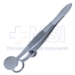 Hunt Chalazion Forceps, Locking Thumb Screw, Round Solid 15mm Wide Lower Plate, Open Upper Plate, Inside Diameter Of 12mm, Serrated Handle, Polished Finish, Overall Length 3-3/4" (97mm) - 5-3729