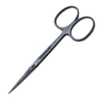Iris Scissors, Straight, Square Edge Shanks, Sharp Tips, Beveled Blades, Small Ring Handles, Overall Length 3-3/4" (95mm) 