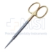 Iris Scissors, TC, Straight, Sharp Tips, Square Edge Shanks, Larger Gold Ring Handles, Overall Length 4-1/2" (115mm) - 19-132108